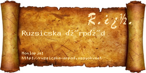 Ruzsicska Árpád névjegykártya