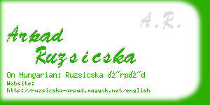 arpad ruzsicska business card